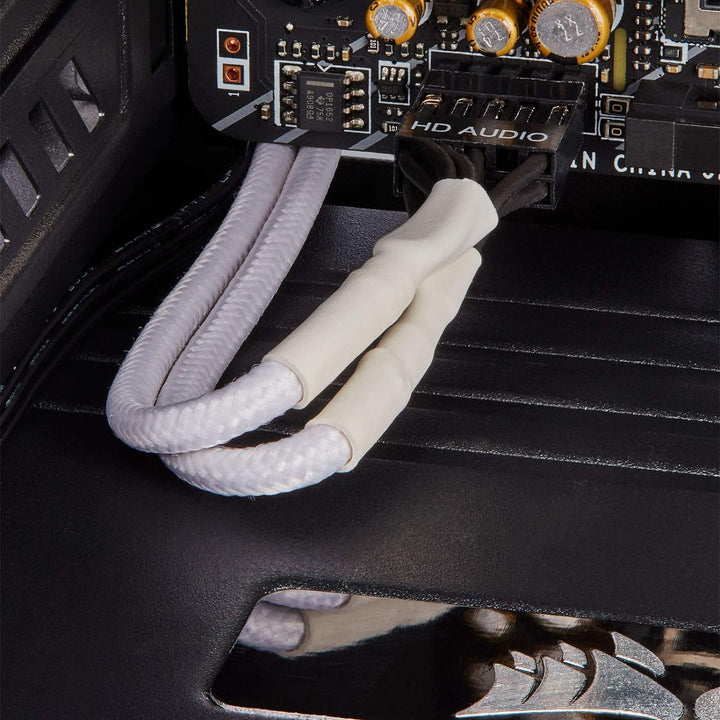 Corsair Premium Sleeved Front Panel Extension Kabel Verlängerungskit, Weiss Front Panel Extension We
