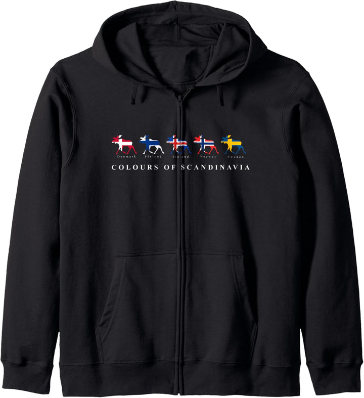 Skandinavien Flagge Elch Schweden,Norwegen,Dänemark,Island Kapuzenjacke
