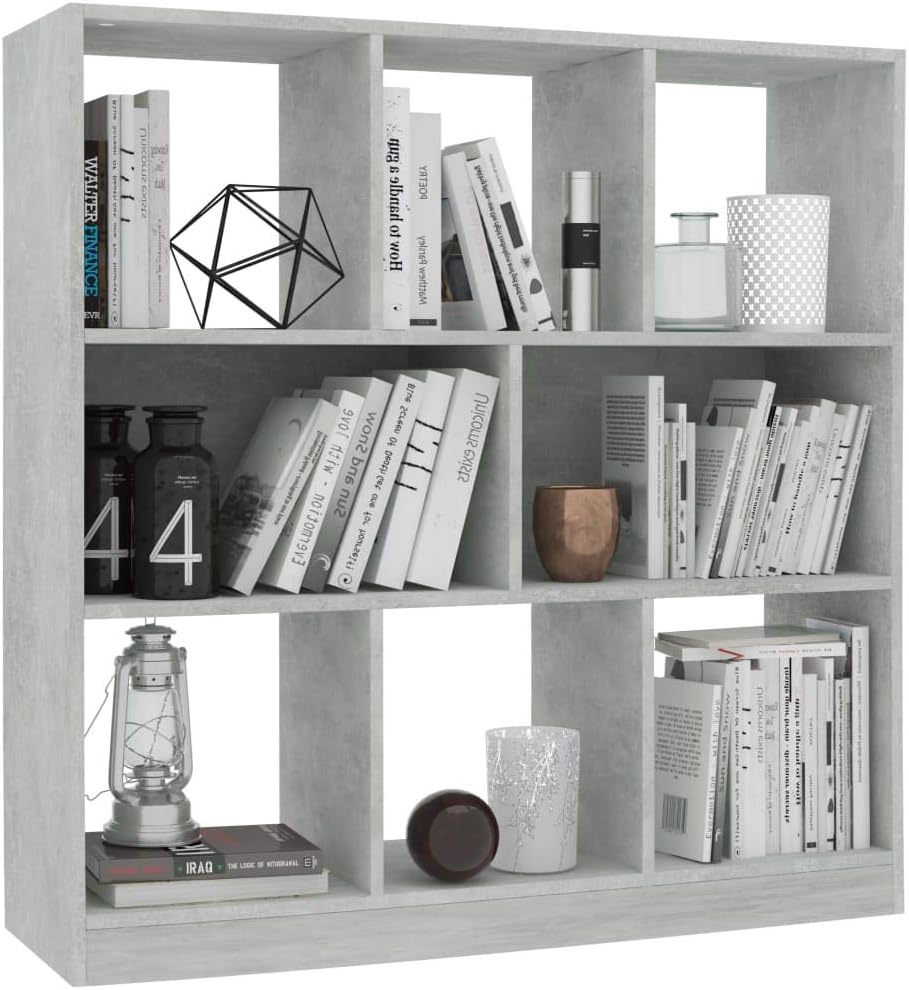Festnight Bücherregal Betongrau 97,5×29,5×100 cm Spanplatte