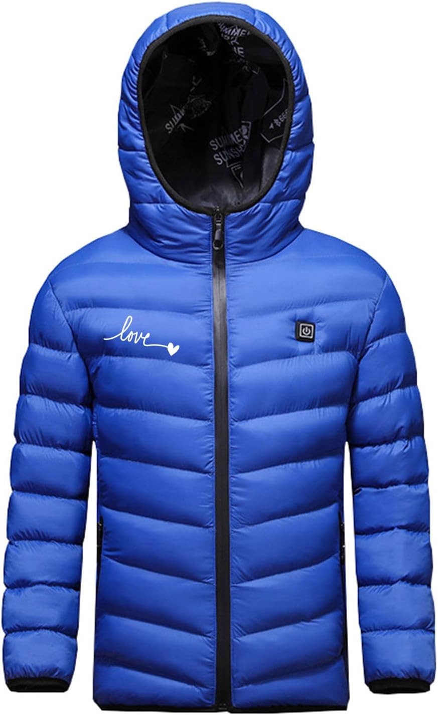Beheizte Jacke Kinder Heizjacke Beheizbare Jacke mit Kapuze, Warme Jacke Heizjacke mit 3 Heizstufen,