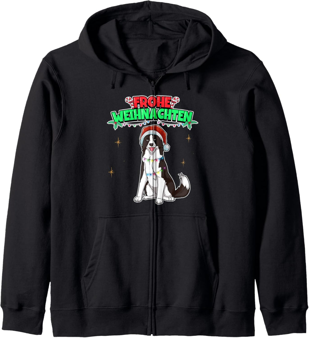 Border Collie Hund Frohe Weihnachten Advent Dezember Kapuzenjacke
