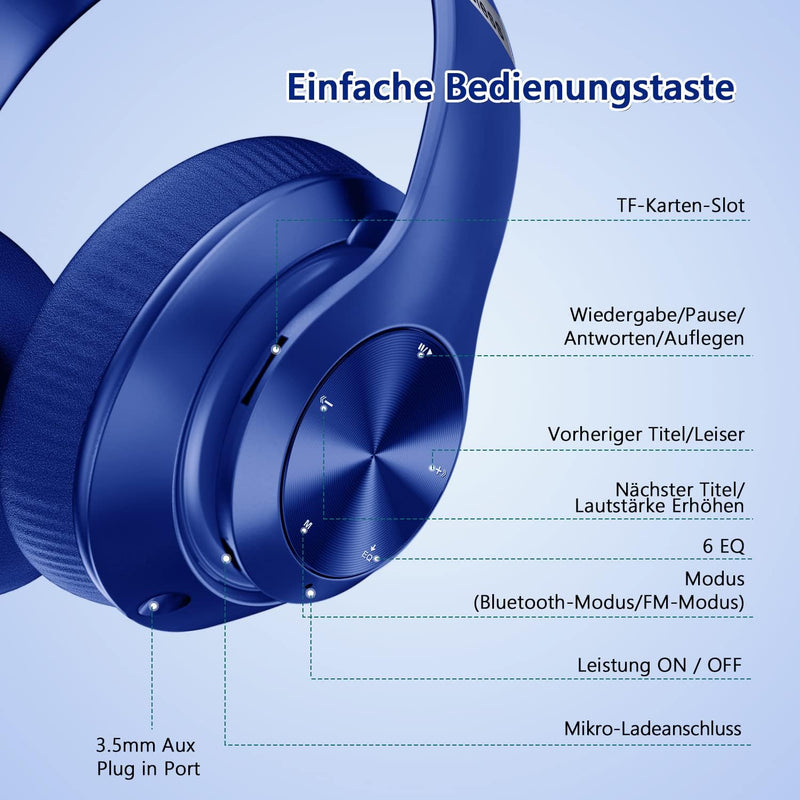 Lankey Sound 9S Bluetooth Kopfhörer Over Ear, 60 Stunden Spielzeit, Leichter Kabellose Kopfhörer mit