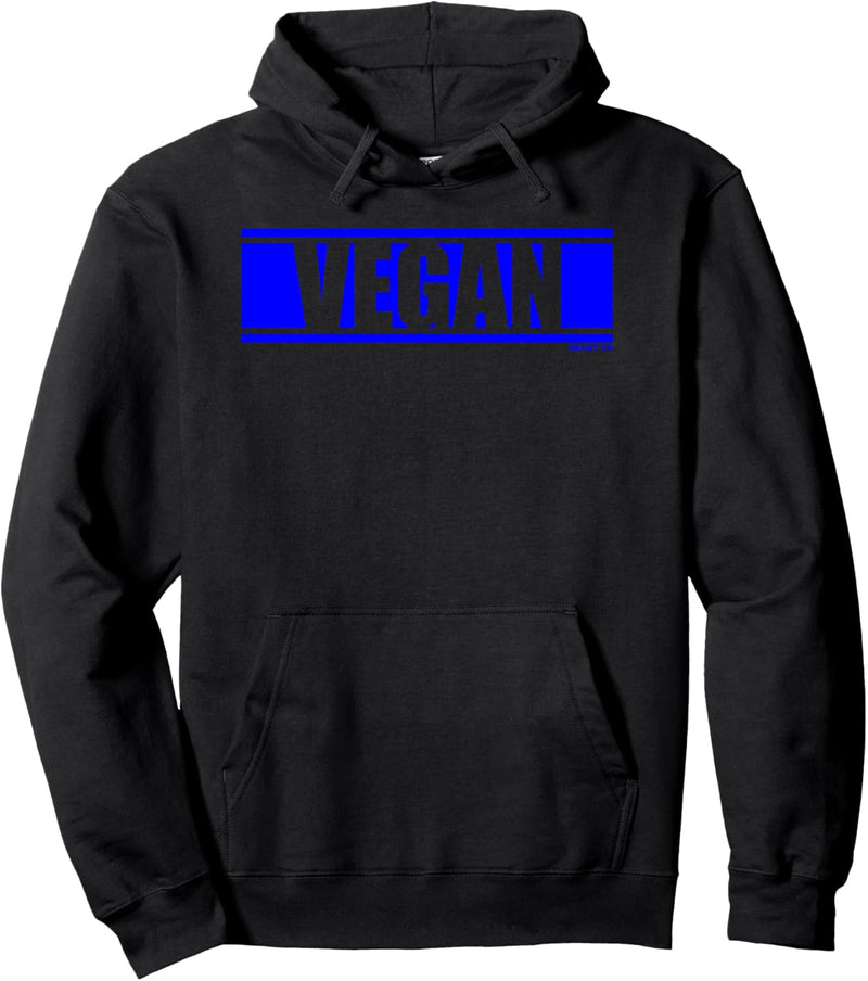 Vegan Blau Veganer Vegetarier blaue Schrift Druck Motiv Pullover Hoodie