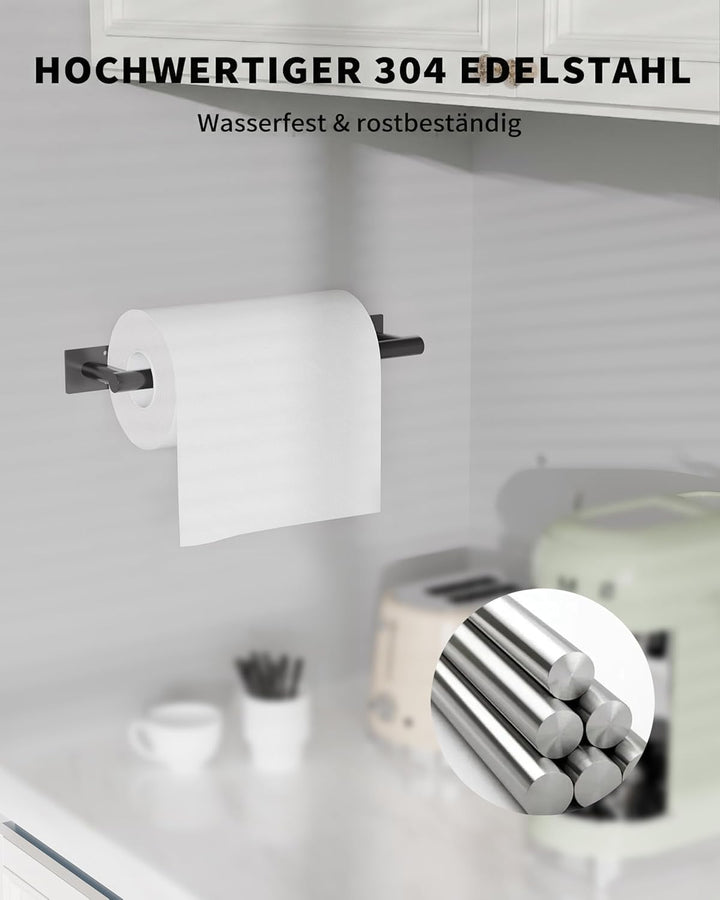 Küchenrollenhalter ohne Bohren mit Dämpfung, Doppelpfosten Küchenpapierhalter Wandmontage für Einhan