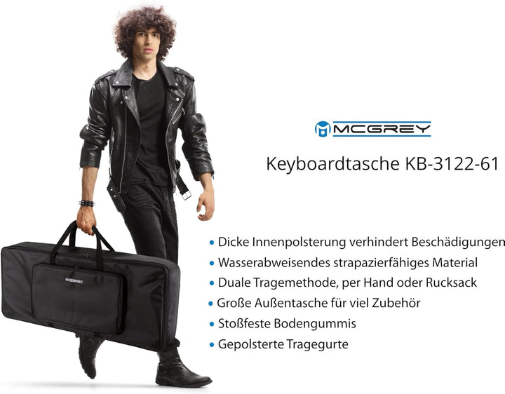 McGrey KB-3122-61 Keyboardtasche - Gigbag für Keyboard mit 49/61 Tasten - Leicht, komfortabel & robu