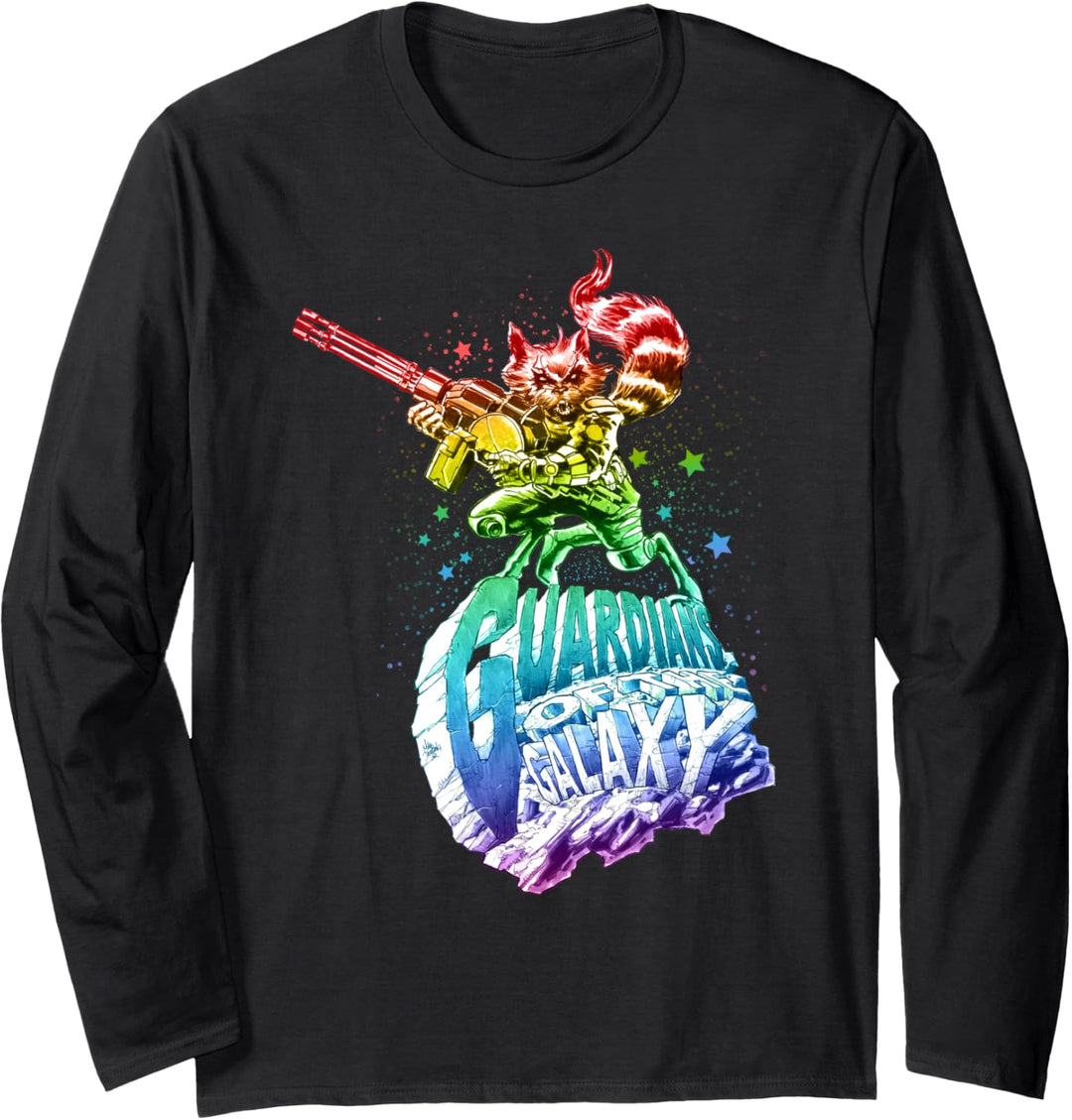 Marvel Guardians of Galaxy Rainbow Rocket Langarmshirt