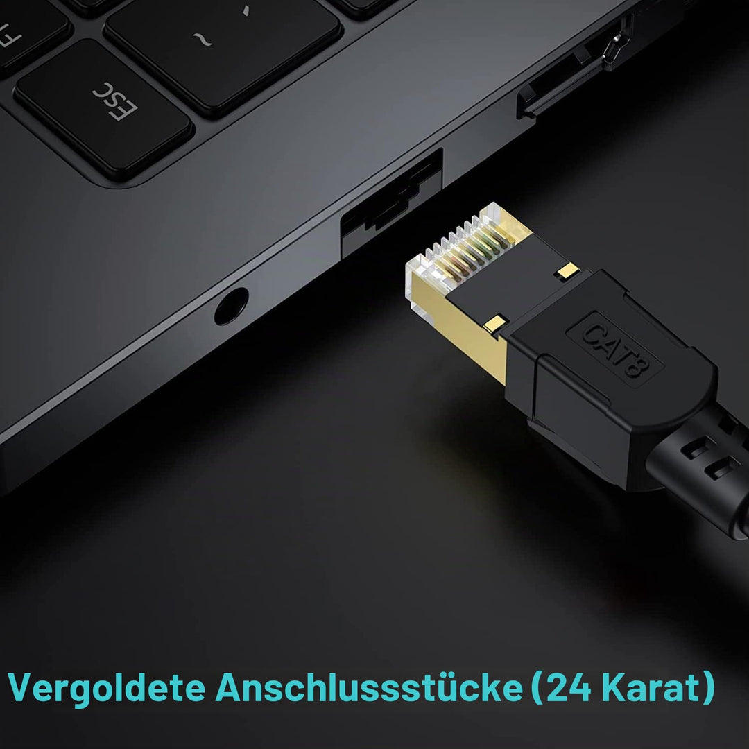 Cat 8 Ethernet Kabel 5M, 40Gbps Netzwerkkabel Hochgeschwindigkeits 2000MHz Ethernet Kabel, Gigabit R