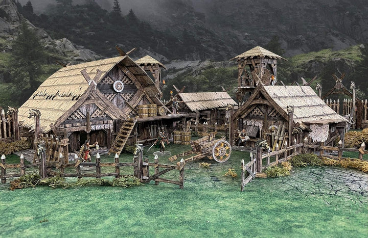 Fantasy Battle Systems Wargames Terrain - Northern Settlement - Multi Level Tabletop War Game Board