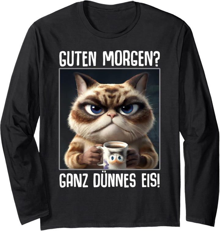 Kaffee Morgenmuffel Mitarbeiter Spruch Lustig Katze Geschenk Langarmshirt