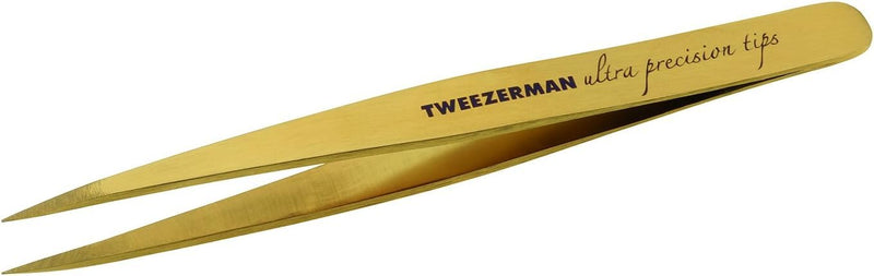 TWEEZERMAN Pinzette mit Präzisions-Spitze aus Rostfreiem Edelstahl, Gold, Gold