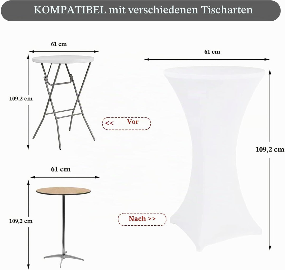 Pesonlook 3er-Set Stretch Stehtisch Husse für Bistrotisch Ø 60-65 cm Elegante,Verstärkung im Fussber