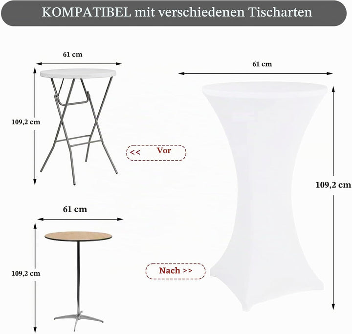 Pesonlook 3er-Set Stretch Stehtisch Husse für Bistrotisch Ø 60-65 cm Elegante,Verstärkung im Fussber