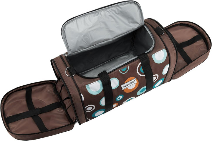 anndora Picknick Kühltasche inkl. Picknick Decke Geschirr Besteck für 4 Personen braun hellblau 3337