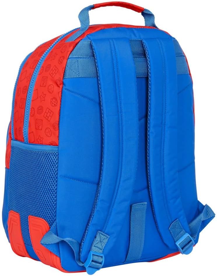 SAFTA Unisex Kinder, bunt 612108773 Mario Bros Doppelter Rucksack, 32 x 42 x 15 cm