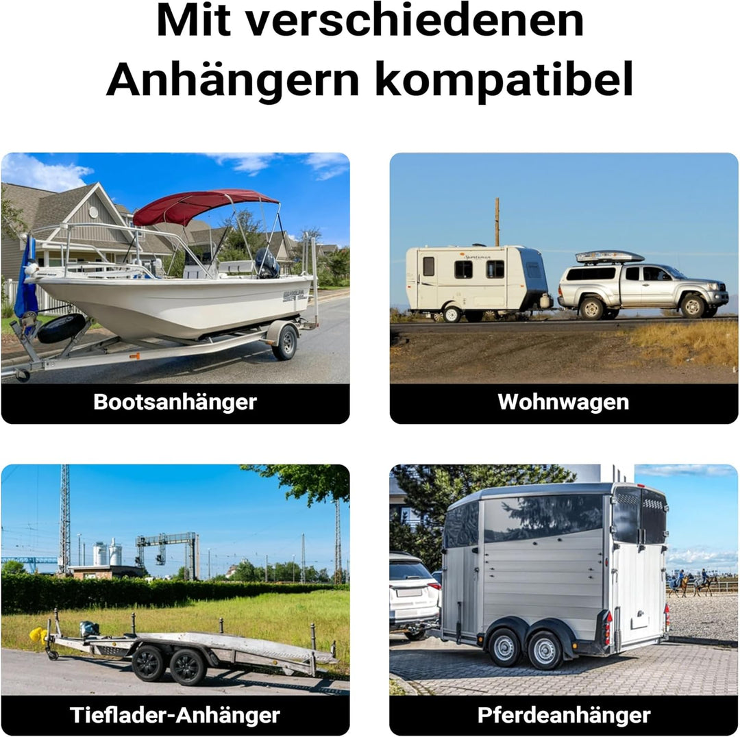 Wiltec Doppelstützrad bis 680 kg, Anhängerstütze aus Stahl, Stützlast Bugrad mit Schwenkarm, Schwerl