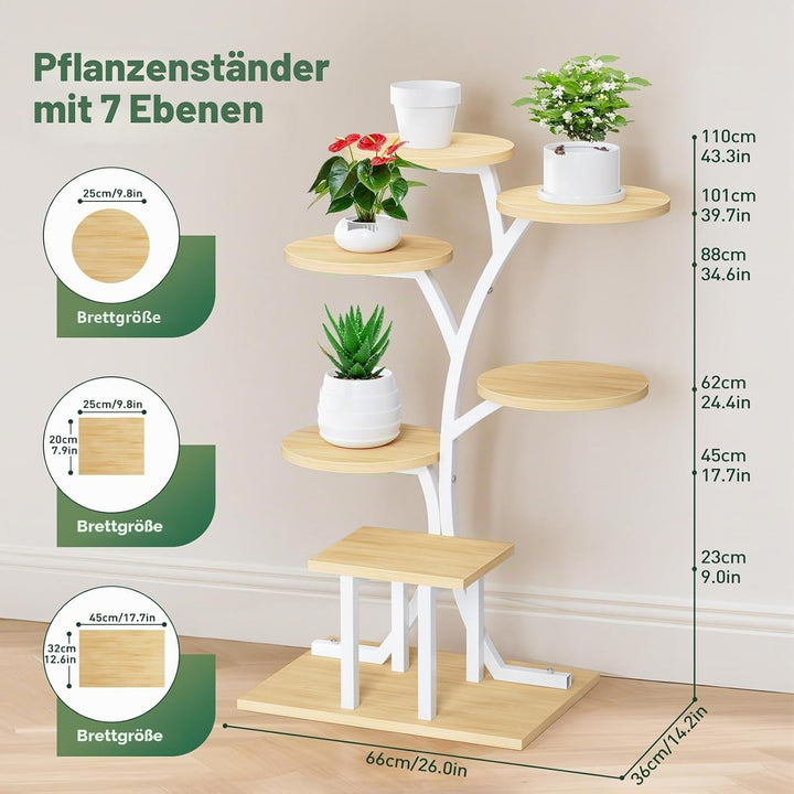Pflanzenständer mit Anzuchtlichtern, 7-stufiges Pflanzenregal 110 cm, Pflanzenständer für Pflanzen,