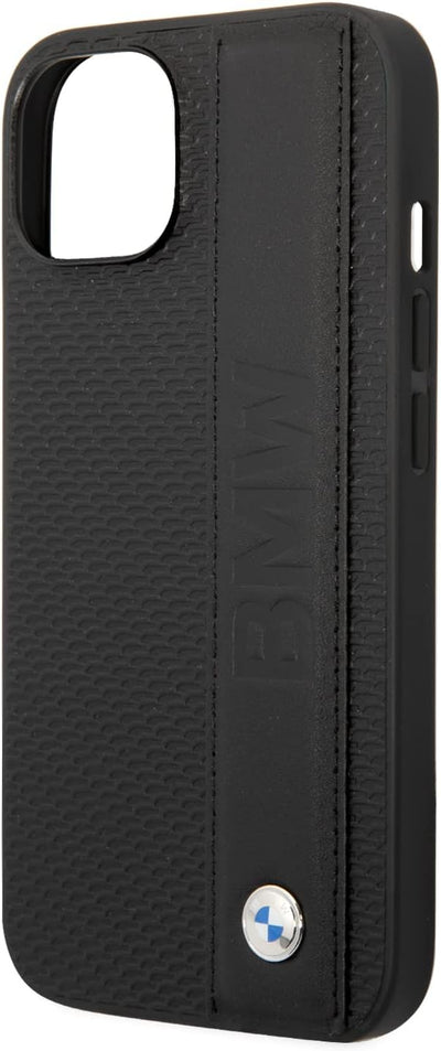BMW Handyhülle für iPhone 14 Plus Signature Collection in Schwarz Strukturierte Hülle Echtleder Schu