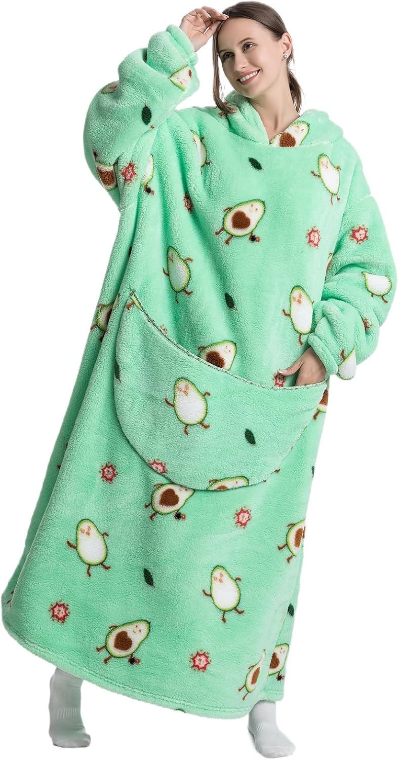 Ultra Weiche Hoodie Decke mit Ärmeln Warme Flanell Decke zum Anziehen für Zuhause Sofa und Bett, Kus