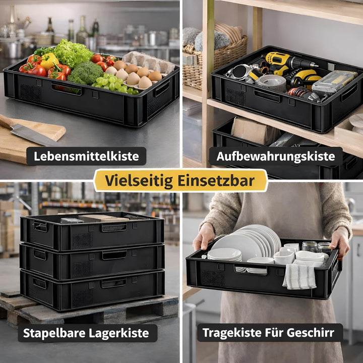 BURI 5x Fleischerkiste E1 Lagerkiste 60x40x12,5 cm | Fleischkiste Metzgerkiste flach | extrem vielse