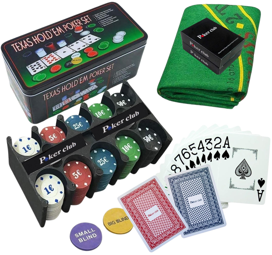 Poker Set für Pokerspiel. Robustes Kartenspiel und Pokerkoffer. Werde der Meister des Zufalls mit di