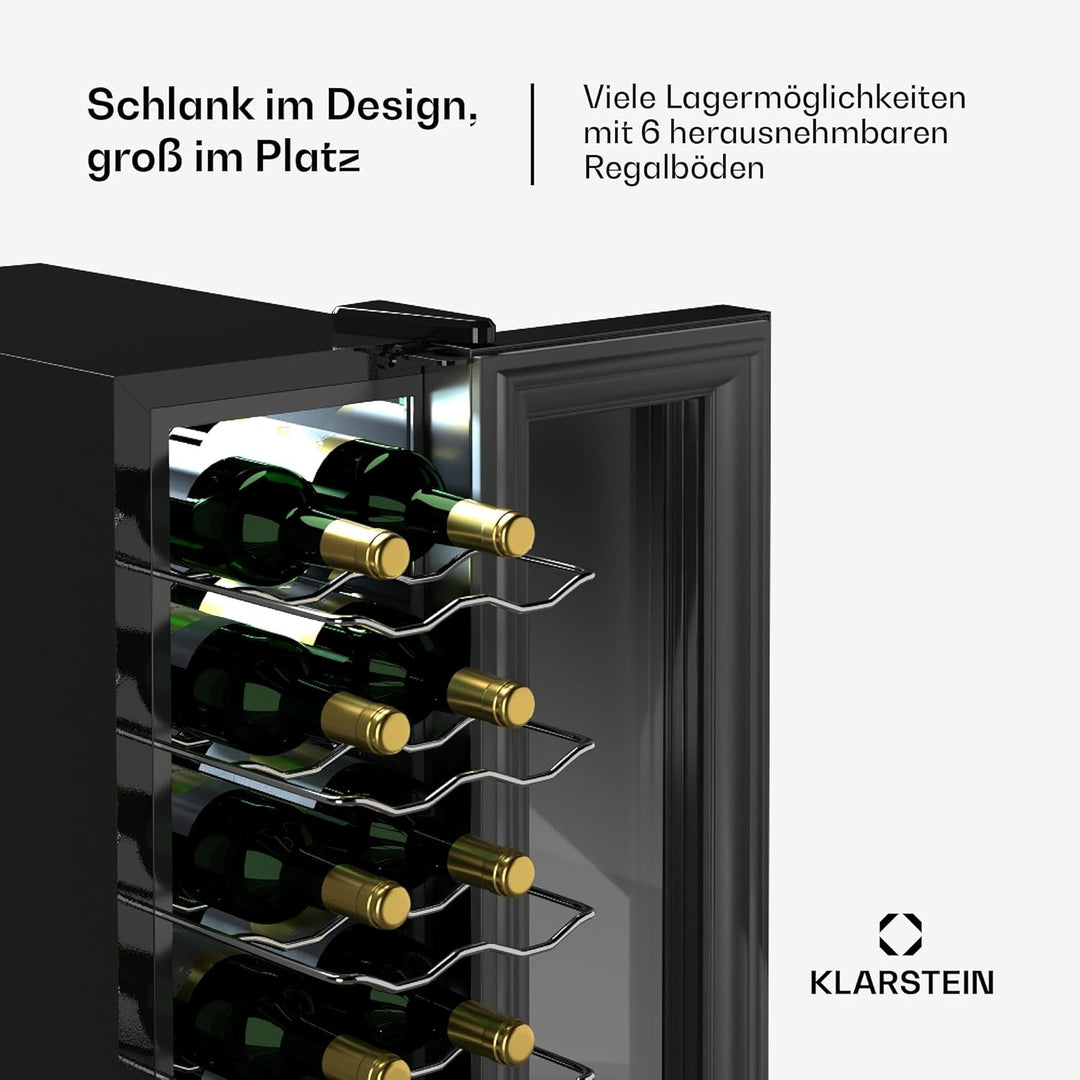 Klarstein Weinkühlschrank,1 Zone Getränkekühlschrank mit Glastür, Leiser Indoor/Outdoor Kühlschrank,