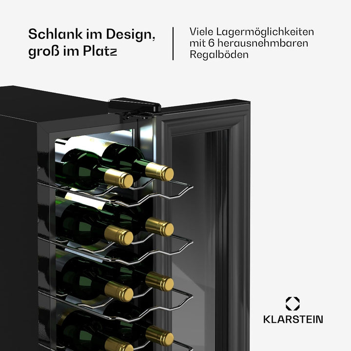 Klarstein Weinkühlschrank,1 Zone Getränkekühlschrank mit Glastür, Leiser Indoor/Outdoor Kühlschrank,