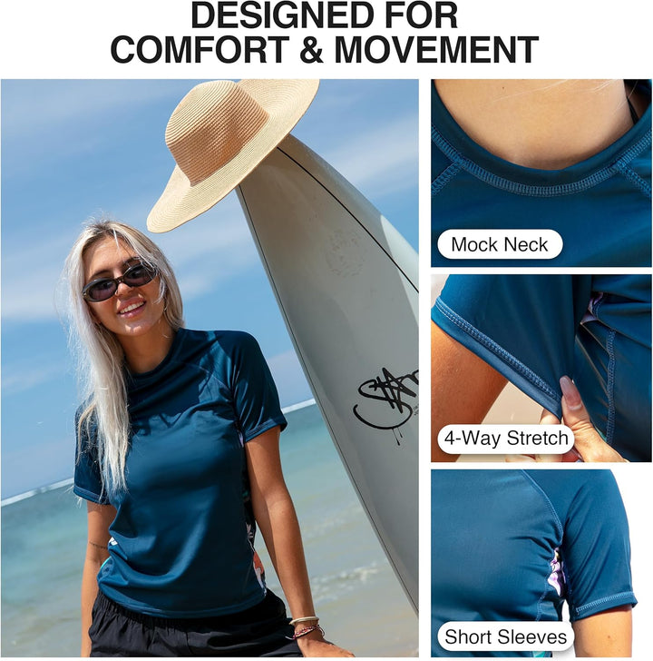 Kanu Surf Breeze Damen Rashguard & Workout Top mit LSF 50+, kurzärmelig S Darren Navy, S Darren Navy