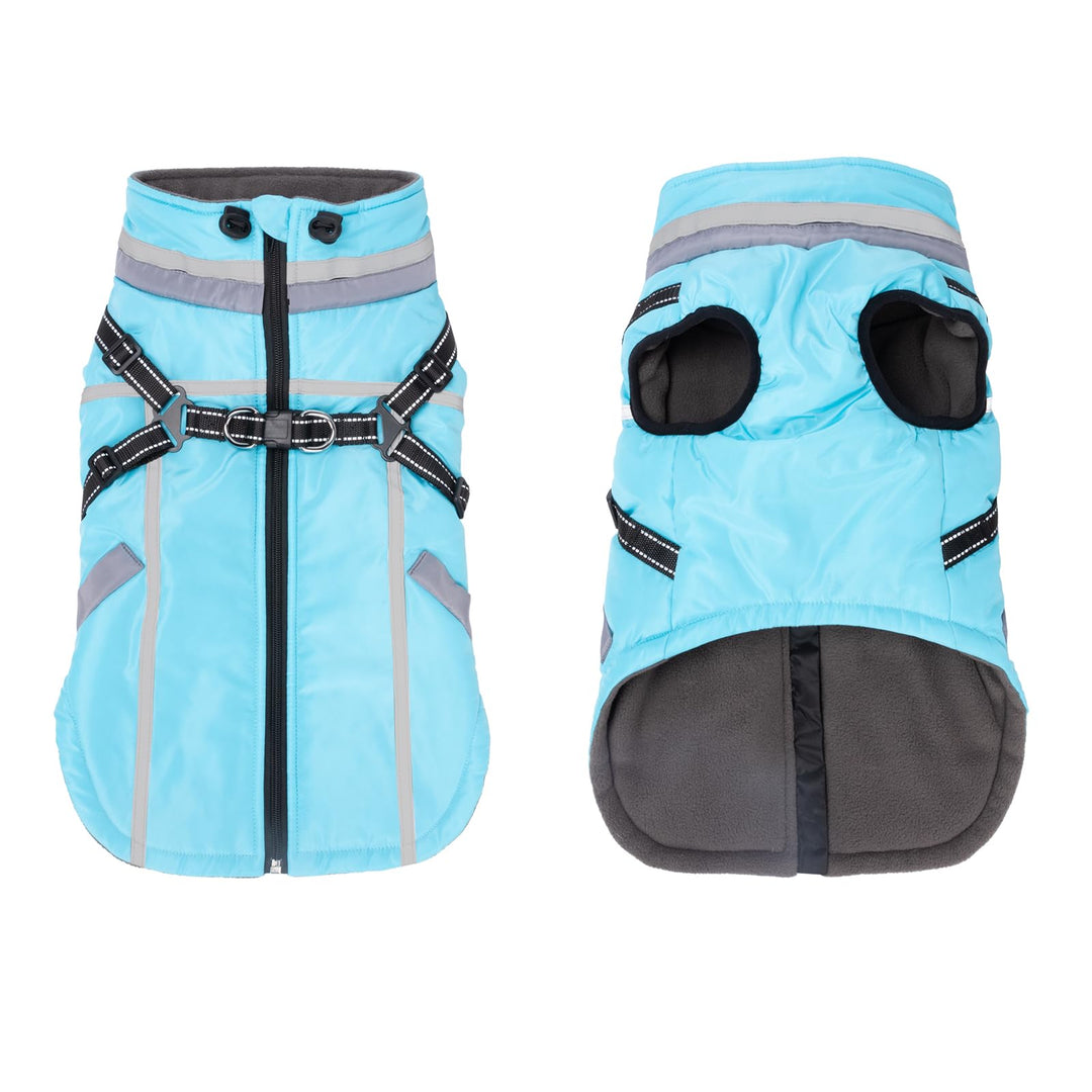 FEimaX Hundemantel Wasserdicht Winddichte Winter Fleece Hundejacke mit Geschirr Hund Wintermantel Wa