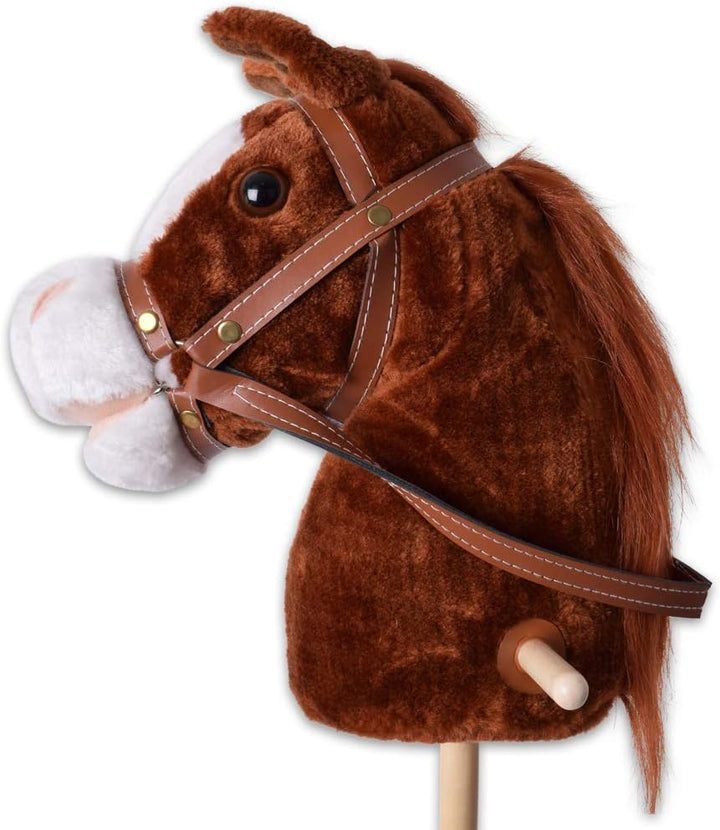 TE-Trend Hobby Horse 95cm - Stockpferd für Kinder mit Soundfunktion - rollendes Steckenpferd mit Plü