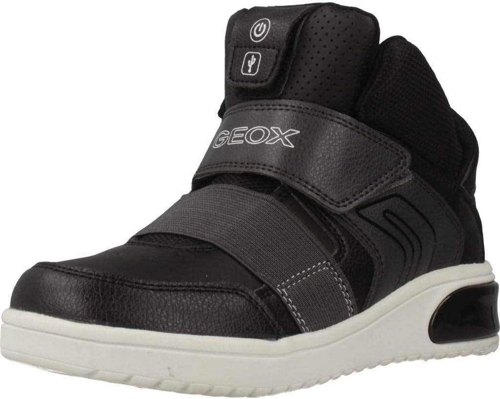 Geox Jungen J XLED Boy A Sneakers 33 EU Schwarz, 33 EU Schwarz