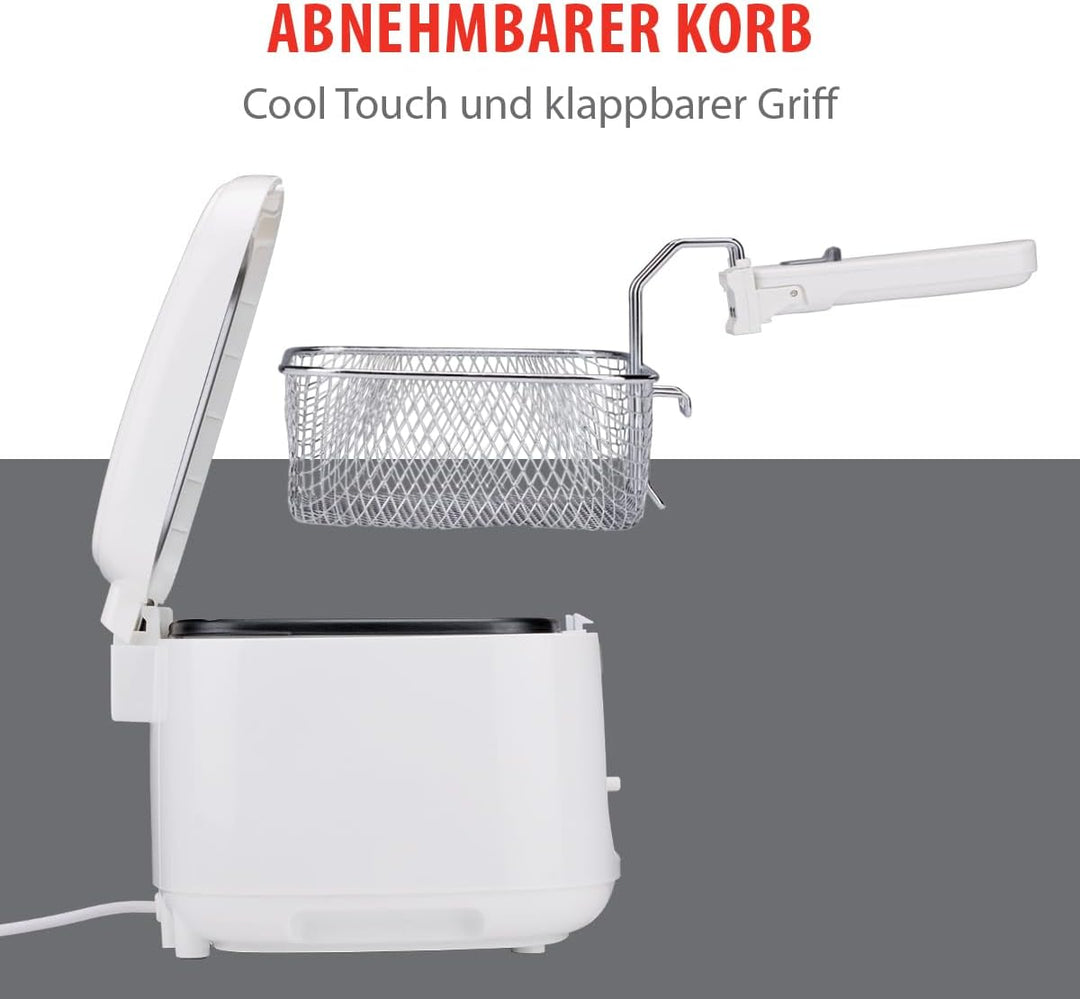 alpina Friteuse 2,5L DF-165 - Friteuse mit Fett 1800W - Einstellbare Temperatur bis 190°C - für 2 bi