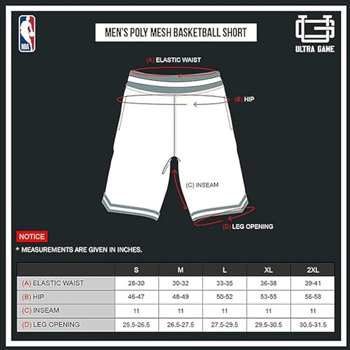Ultra Game Herren Gewebte NBA Woven Team Logo Poly Mesh Basketball Shorts Denver Nuggets L Teamfarbe