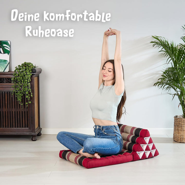 livasia Thaikissen mit 1 Auflage, Dreieckskissen mit Sitzkissen, Keilkissen mit Kapok, Rückenkissen