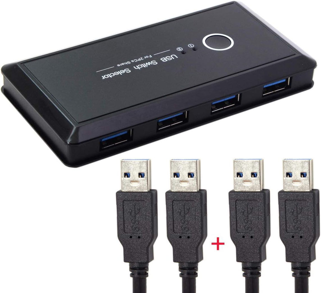JSER KVM USB 2.0 oder USB 3.0 Switch Selector 2 Port PCs Sharing 4 Geräte für Tastatur Maus Scanner