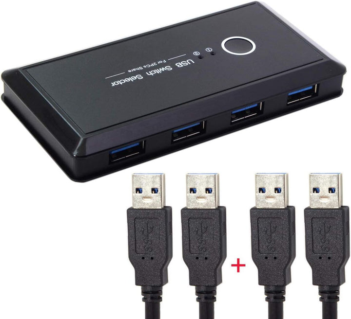 JSER KVM USB 2.0 oder USB 3.0 Switch Selector 2 Port PCs Sharing 4 Geräte für Tastatur Maus Scanner