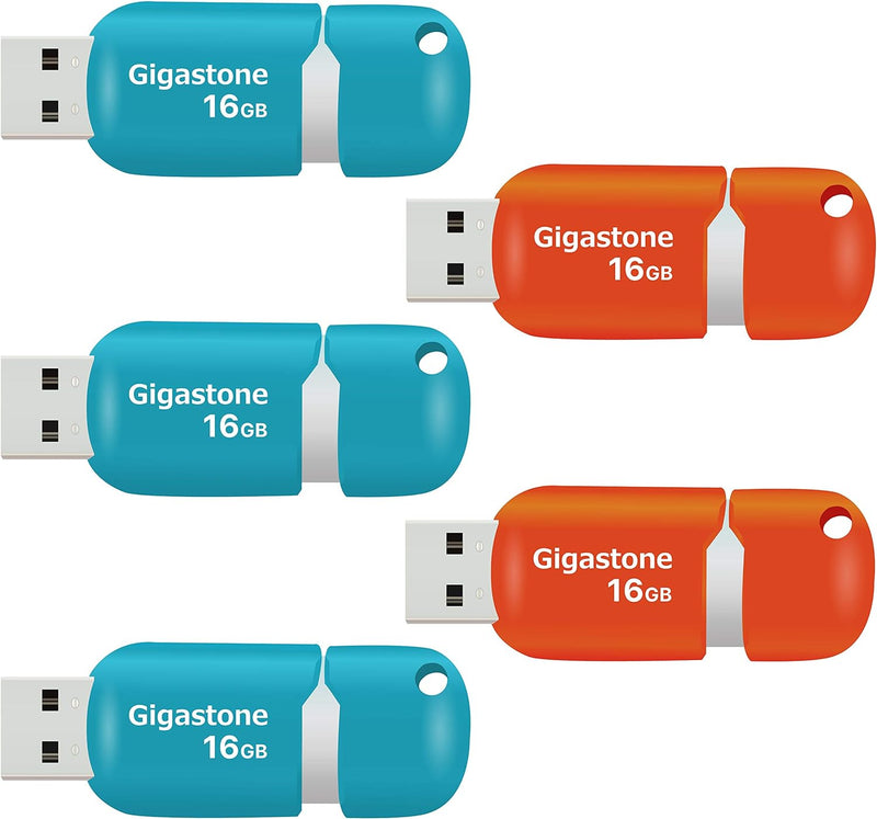 Gigastone V10 16GB 5er-Pack USB 2.0 Flash-Laufwerk, Einziehbare Tasten für MacBook Laptop, Windows M