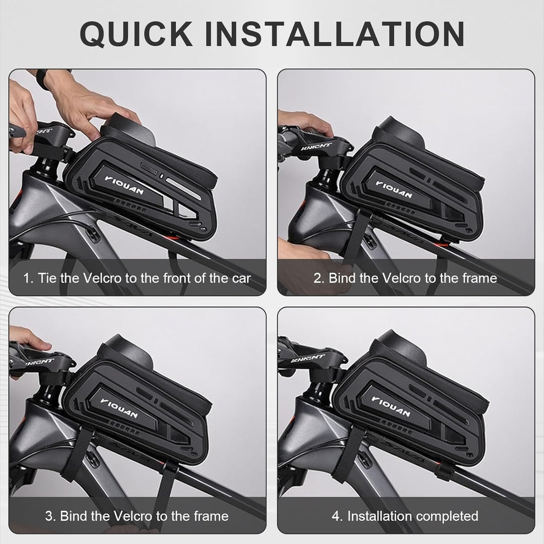 Fahrradtasche Rahmen, Wasserdicht Handytasche Fahrrad, Handy Oberrohrtasche mit TPU Sensitivem Touch