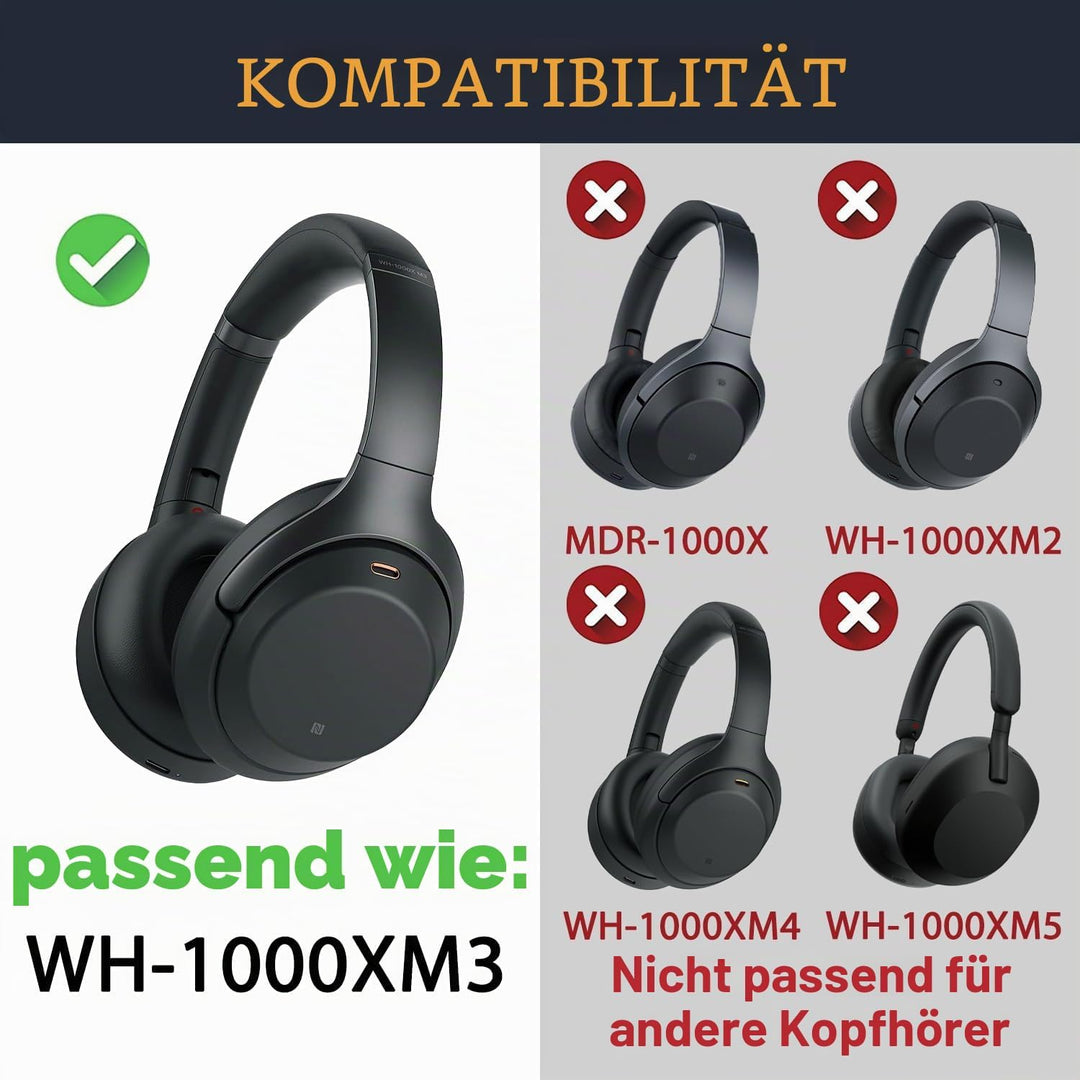 SOULWIT Lammfell Ersatzpolster Ersatz Ohrpolster für Sony WH-1000XM3 (WH1000XM3) Over-Ear Kopfhörer,