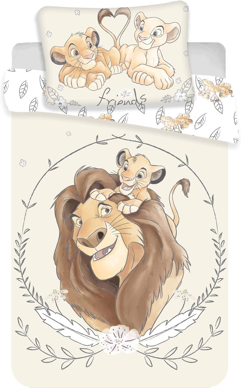 Disney Bettwäsche für Babys, 2-teilig, 100 x 135 cm, 100% Baumwolle, Simba Mufasa