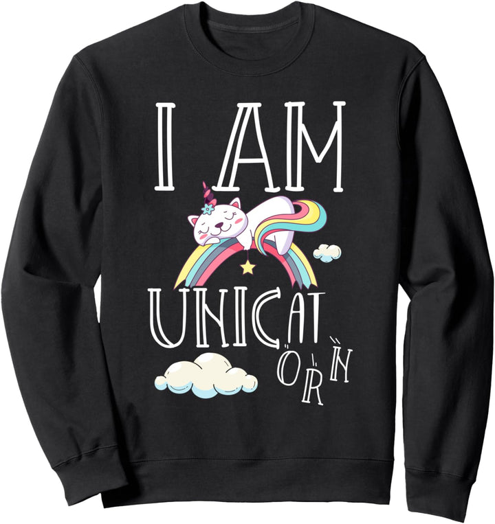 Unicat Katze Unicorn EInhorn Regenbogen Sweatshirt