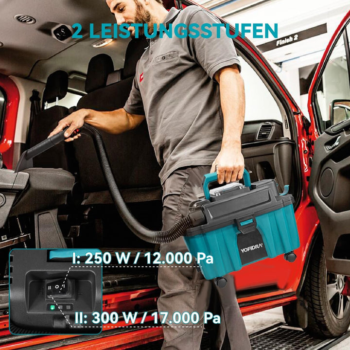 Yofidra Akku Nass und Trockensauger, 3-in-1 Werkstattsauger mit Gebläsefunktion,15kPa Bürstenloser S