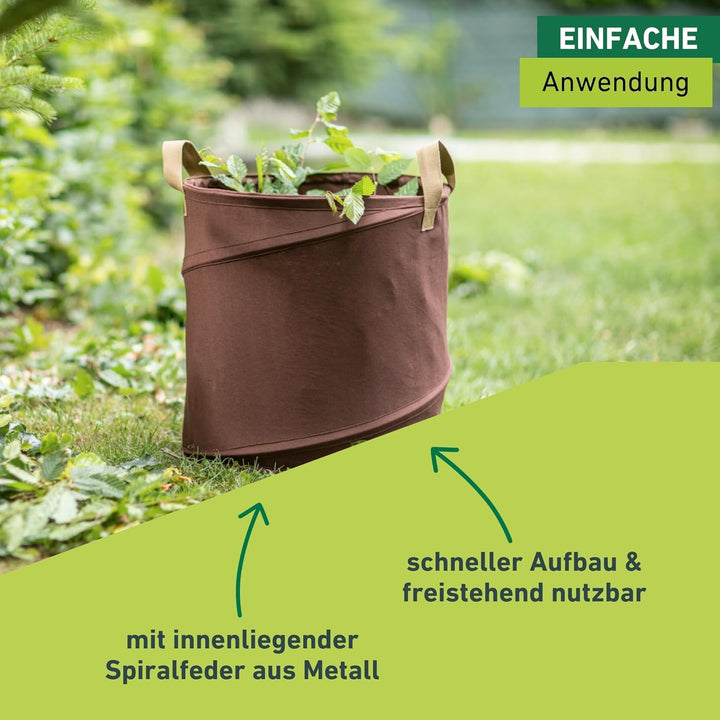 Windhager Gartenabfallsack Pop-Up CANVAS, Gartensack, Laubsack selbstaufstellend, Grünschnitt-Sack,