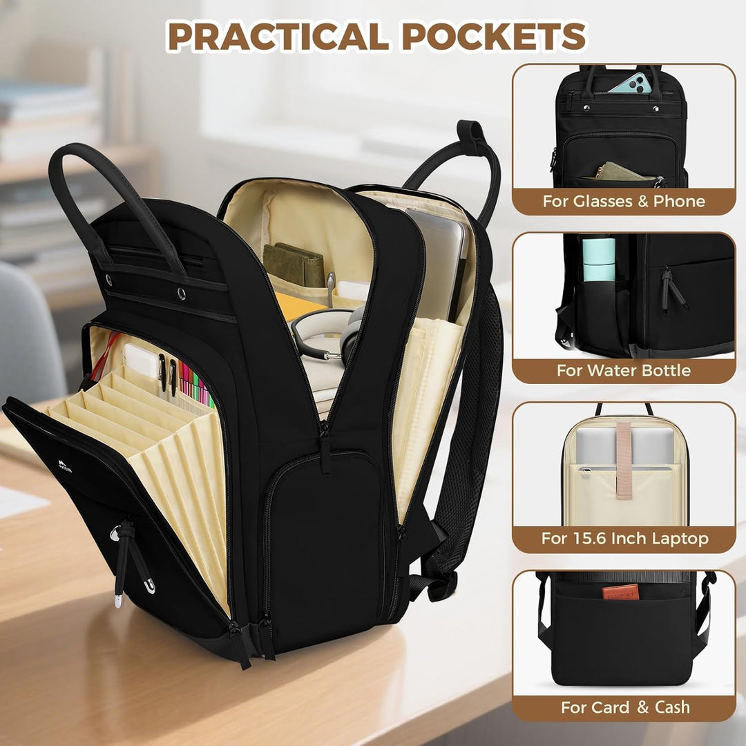 MATEIN Rucksack Damen mit Kühlfach, Laptop Rucksack Damen 15,6 Zoll | Lehrer Rucksack für A5, Schulr