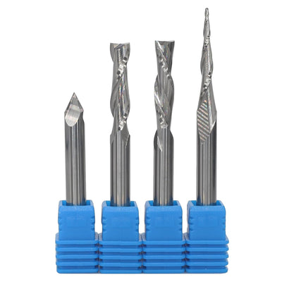 AKYLIN 4 Stück Fräser Set 6 MM Schaft,Spiralfräser Vollhartmetall VHM CNC Fräser,0.5 mm Radius Gravi