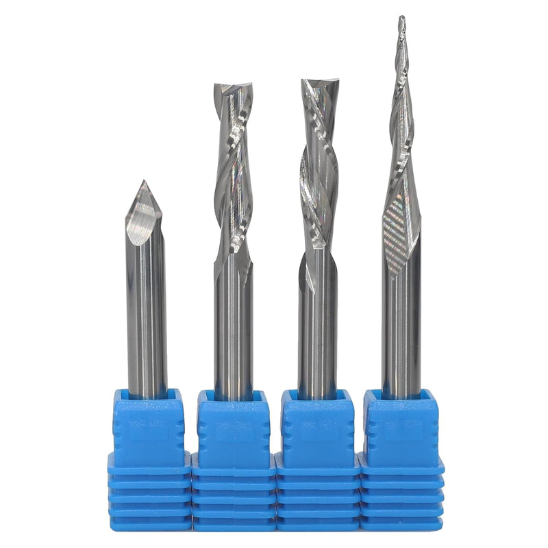 AKYLIN 4 Stück Fräser Set 6 MM Schaft,Spiralfräser Vollhartmetall VHM CNC Fräser,0.5 mm Radius Gravi