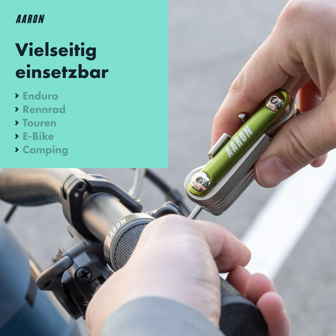AARON Tool 20 in 1 Multitool - Fahrrad Multifunktionswerkzeug aus rostfreiem Stahl/Aluminium - faltb