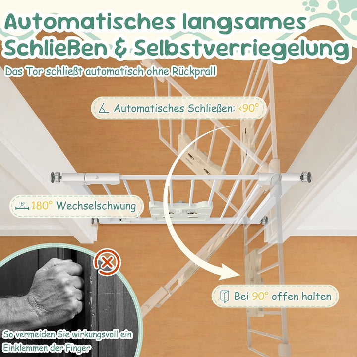 Bohrfrei Türschutzgitter mit 10cm Erweiterung, verriegelbare Katzen-Schiebetür, ergonomische Einhand