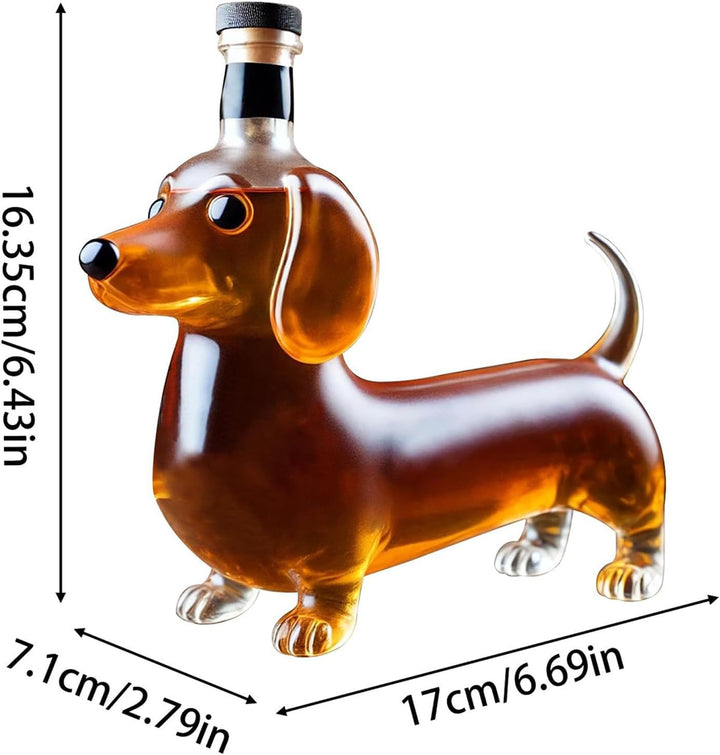 Whiskey Glasflasche - Lustige Whiskey Glasflasche Dackel Form - Dekorative Dekanter Tier Statue Wein