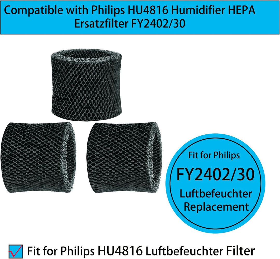 FY2402/30 Ersatzfilter Kompatibel mit Philips HU4816 Luftbefeuchter Filter, 3er Grau Upgrade-Modelle