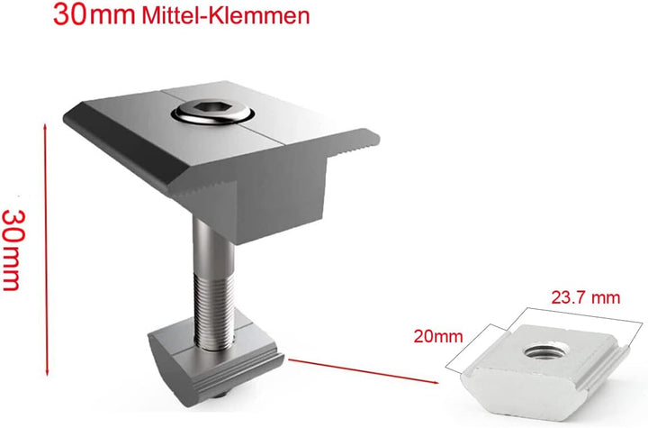 Mittelklemme 12 Stück ALU Mittelklemmen 30MM PV Photovoltaik Solar Trapez Montagehalterungen, Halter